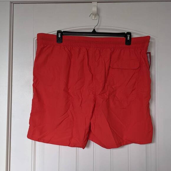 Merona Swimming Trunks XXL Elastic Waist Red Back Pocket Beach Pool Above Knee - Picture 2 of 6